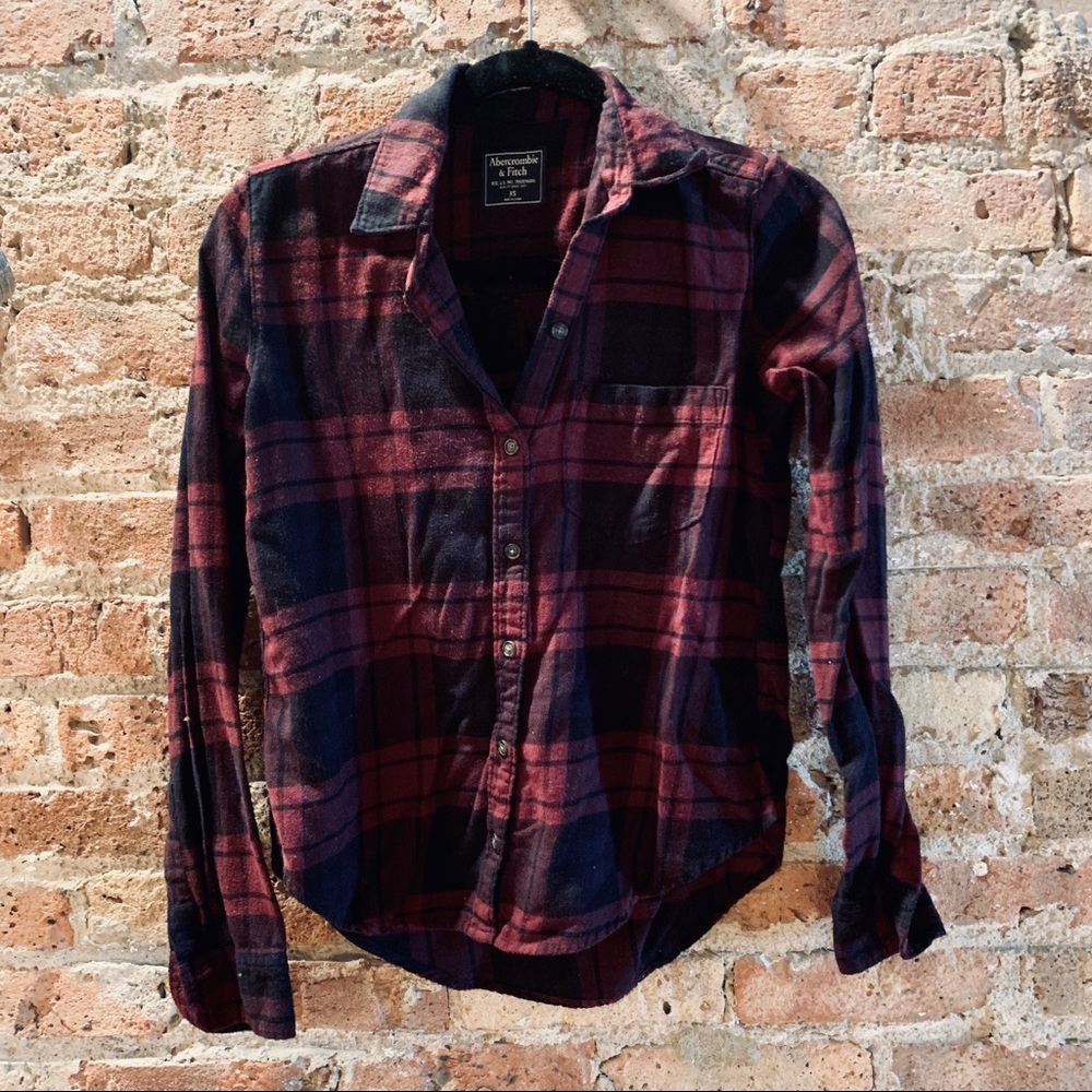 Abercrombie Flannel Black and Purple, Rarely Worn